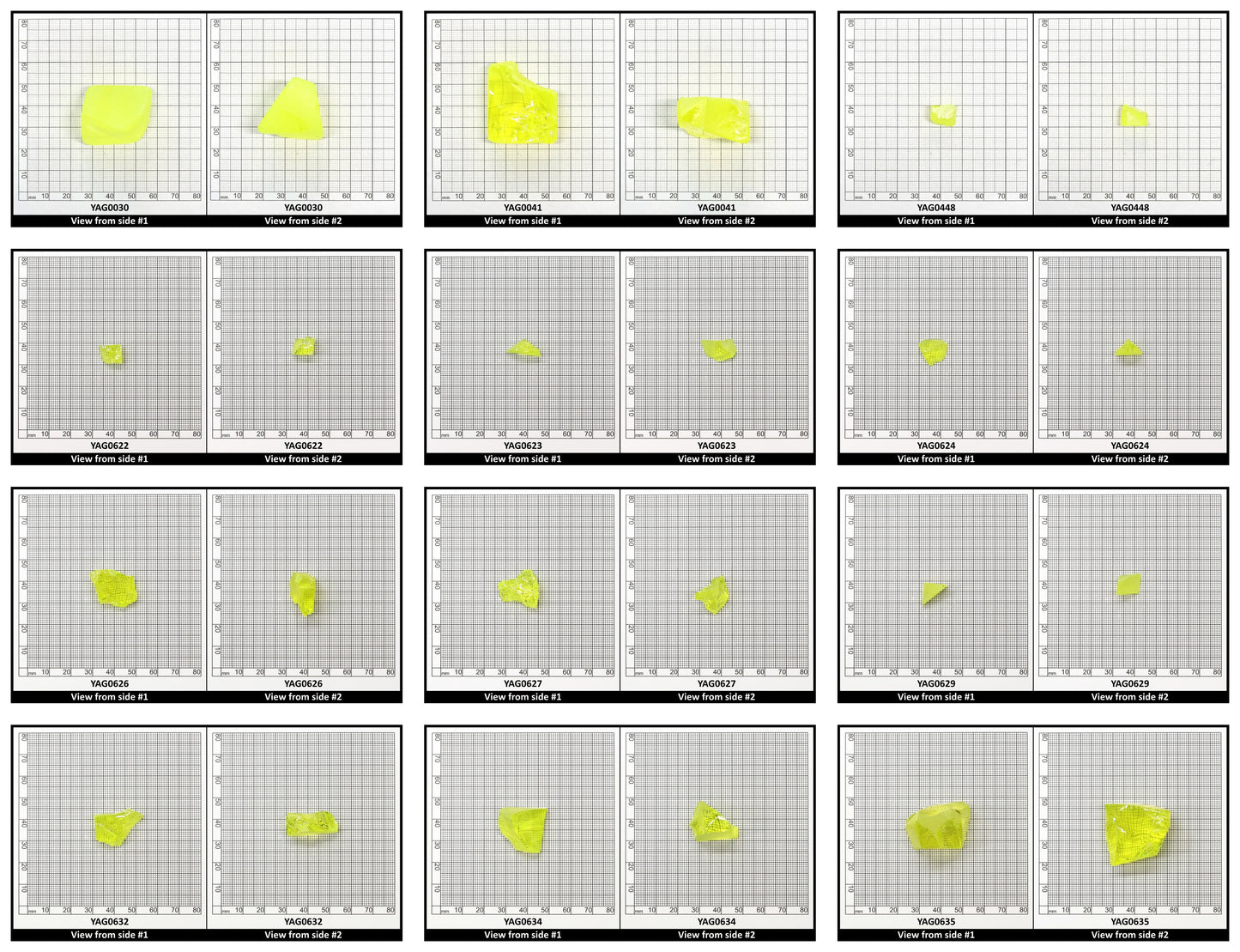 Neon Yellow YAG Faceting Rough for Gem Cutting - Various Sizes
