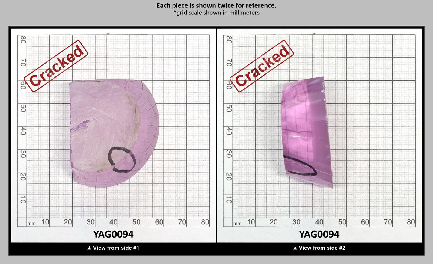 Lavender Nd:YAG Faceting Rough for Gem Cutting - Various Sizes : YAG0094