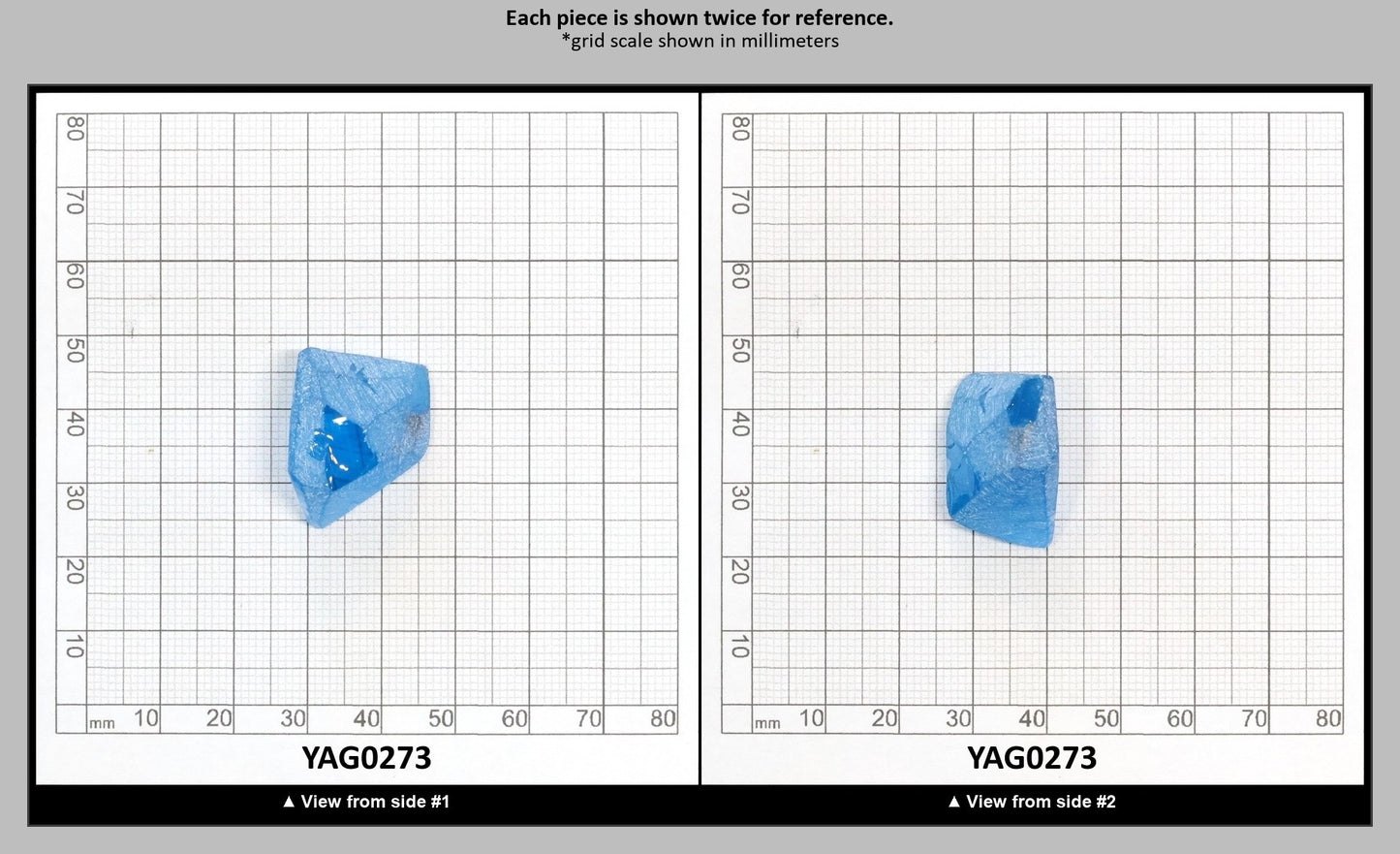 Blue Topaz colored YAG Faceting Rough for Gem Cutting - Various Sizes : YAG0273