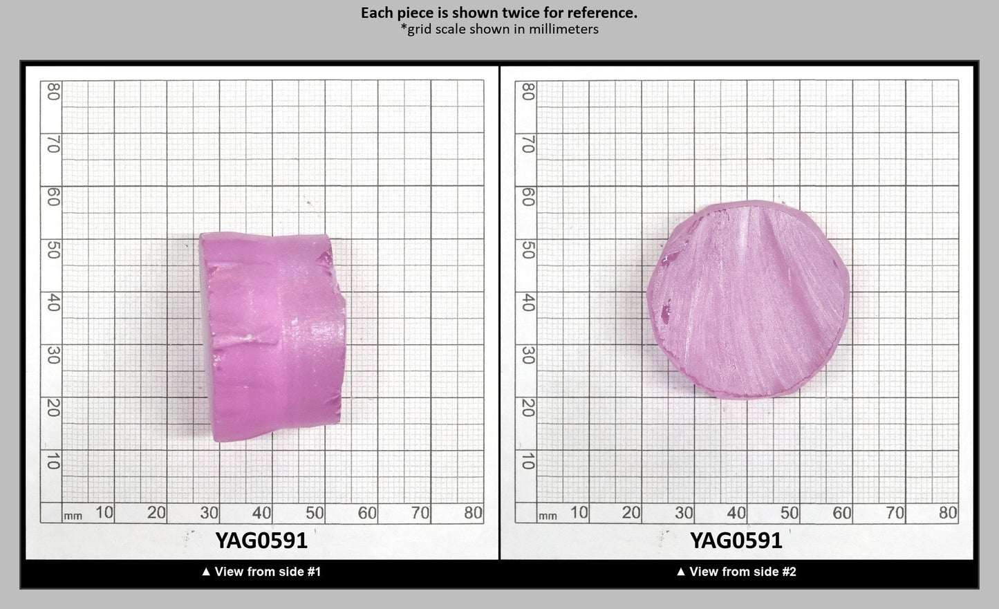 Lavender Nd:YAG Faceting Rough for Gem Cutting - Various Sizes : YAG0591