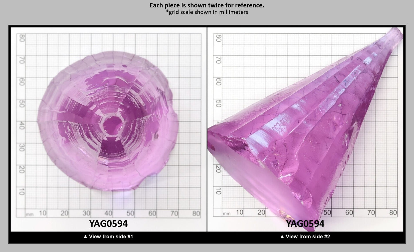 Lavender Nd:YAG Faceting Rough for Gem Cutting - Various Sizes : YAG0594