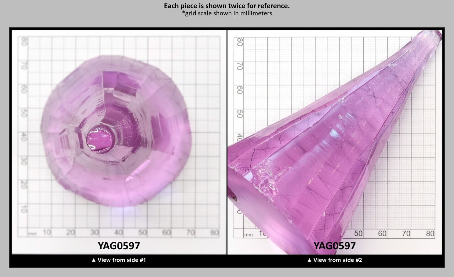 Lavender Nd:YAG Faceting Rough for Gem Cutting - Various Sizes : YAG0597