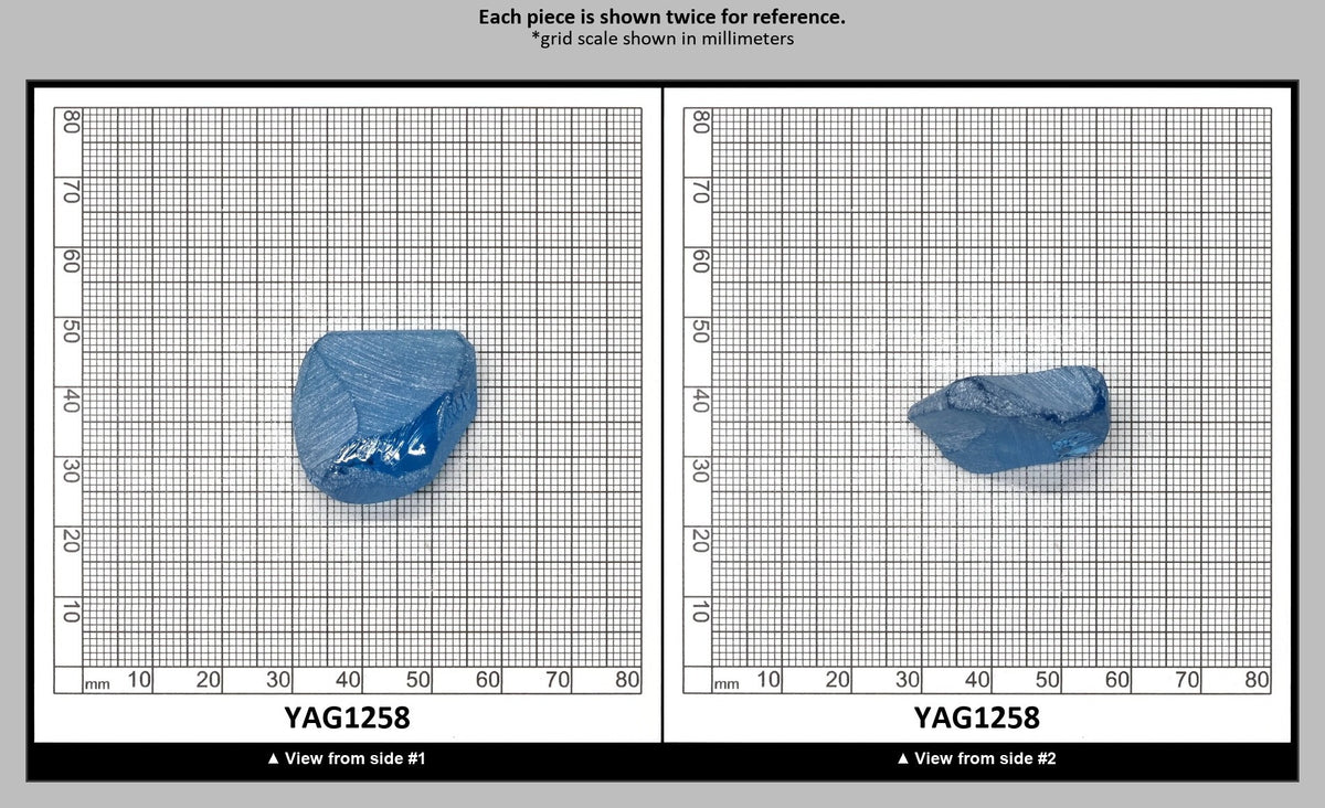 Dark Aquamarine colored YAG Faceting Rough for Gem Cutting - Various Sizes : YAG1258