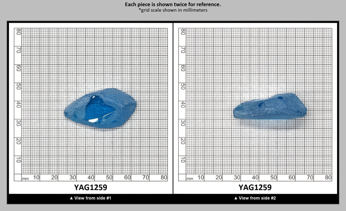 Dark Aquamarine colored YAG Faceting Rough for Gem Cutting - Various Sizes : YAG1259