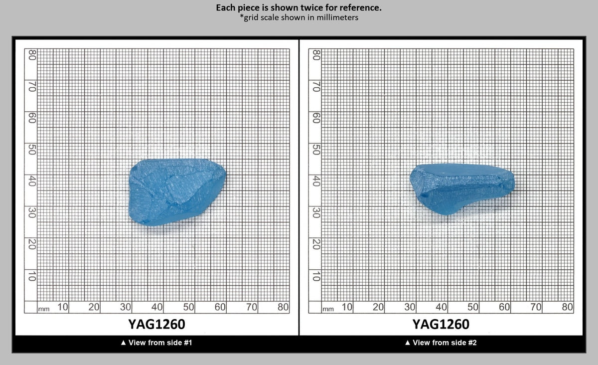 Dark Aquamarine colored YAG Faceting Rough for Gem Cutting - Various Sizes : YAG1260