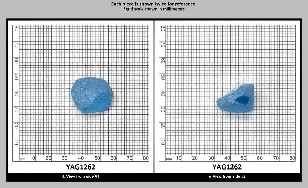 Dark Aquamarine colored YAG Faceting Rough for Gem Cutting - Various Sizes : YAG1262