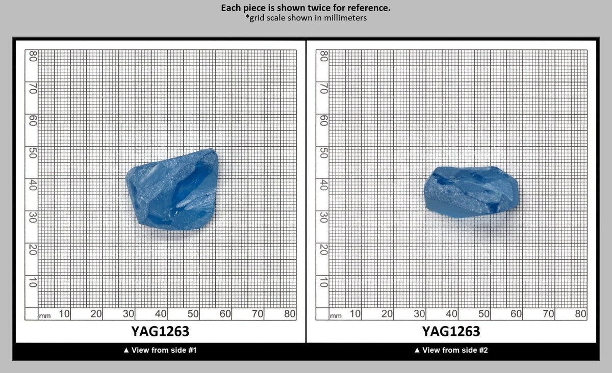 Dark Aquamarine colored YAG Faceting Rough for Gem Cutting - Various Sizes : YAG1263