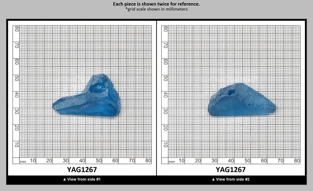 Dark Aquamarine colored YAG Faceting Rough for Gem Cutting - Various Sizes : YAG1267