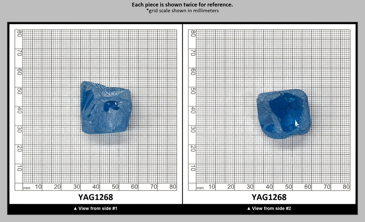 Dark Aquamarine colored YAG Faceting Rough for Gem Cutting - Various Sizes : YAG1268