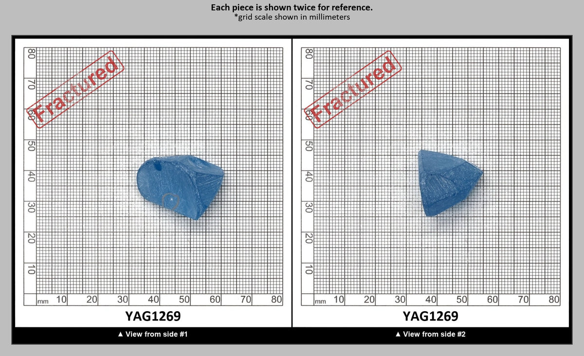 Dark Aquamarine colored YAG Faceting Rough for Gem Cutting - Various Sizes : YAG1269