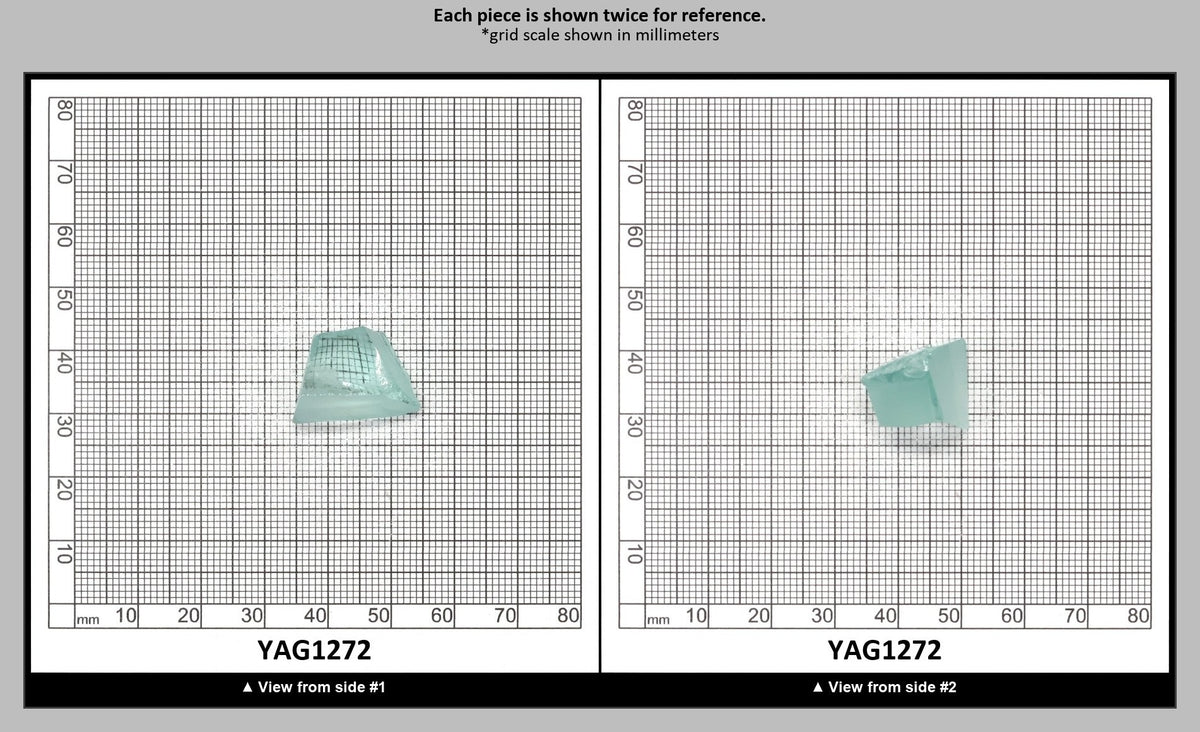 Light Green Aquamarine Colored Garnet YAG Faceting Rough : YAG1272