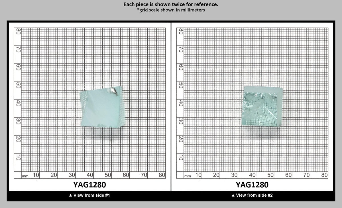Light Green Aquamarine Colored Garnet YAG Faceting Rough : YAG1280