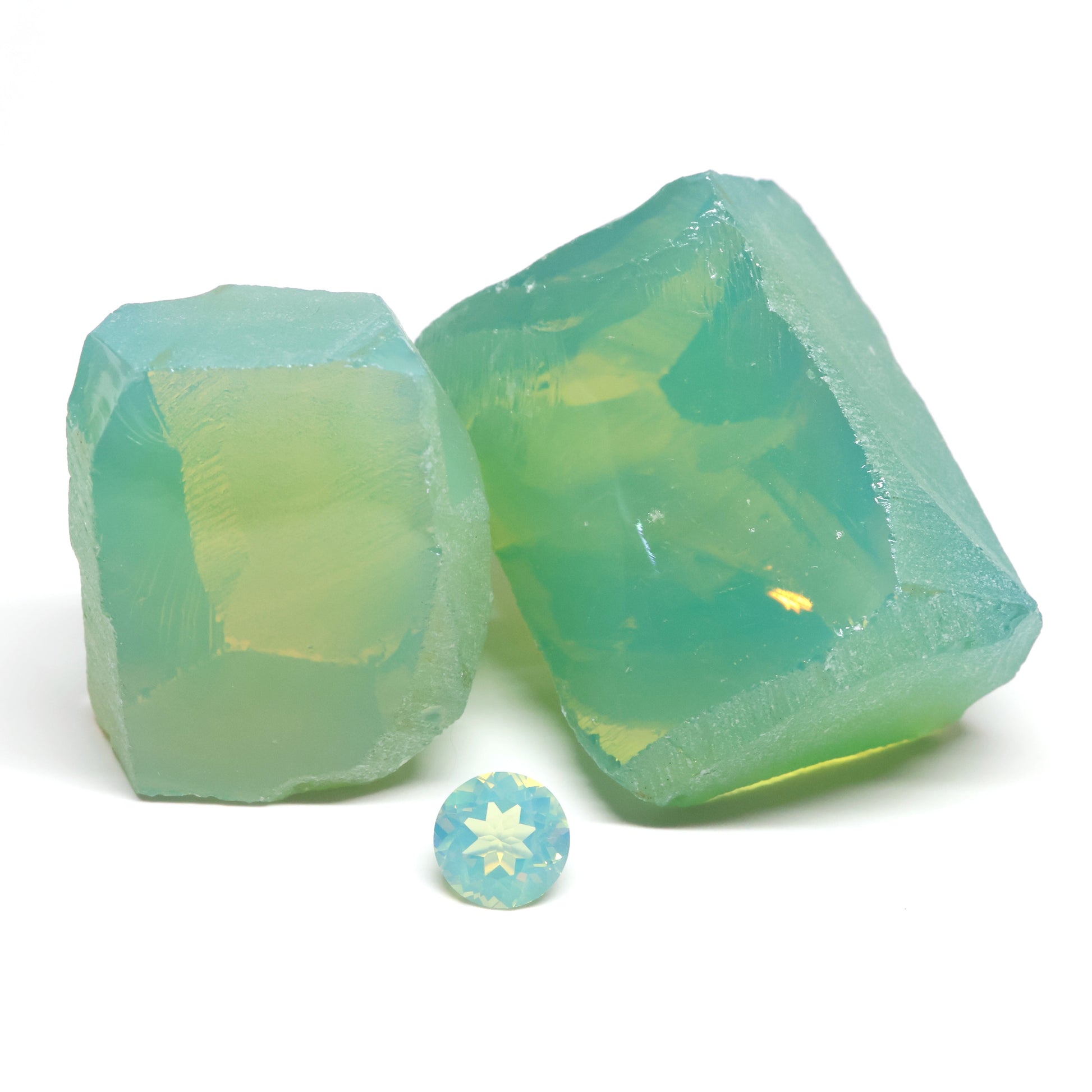 Nanosital Simulated Green Apple Opal Lab Created Faceting Rough for Gem Cutting - #A-9825 - Various Sizes : #BEGIN