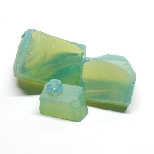 Nanosital Simulated Green Apple Opal Lab Created Faceting Rough for Gem Cutting - #A-9825 - Various Sizes : #BEGIN