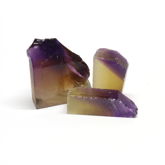 Ametrine Hydrothermal Synthetic Quartz - Lab Created Faceting Rough #BEGIN