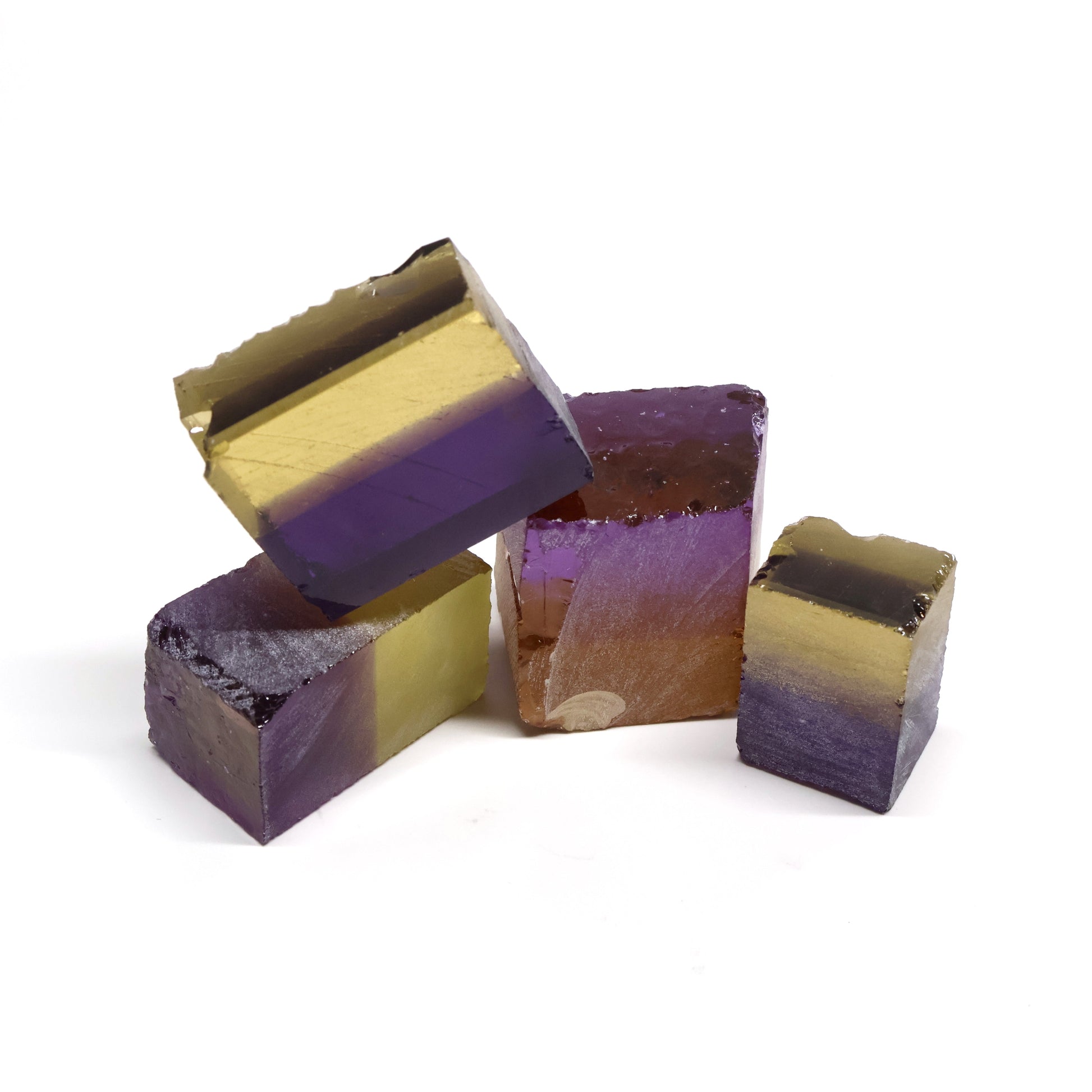 Nanosital Simulated Ametrine Lab Created Faceting Rough for Gem Cutting - Bi-Color Purple-Orange - Various Sizes #BEGIN