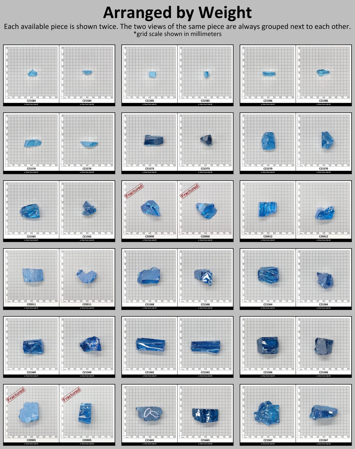 Aqua Blue Cubic Zirconia Faceting Rough for Gem Cutting - Various Sizes : #BEGIN