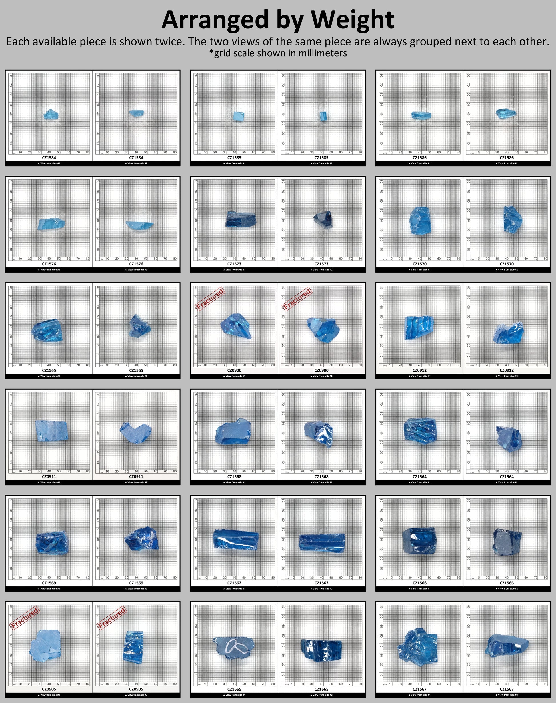 Aqua Blue Cubic Zirconia Faceting Rough for Gem Cutting - Various Sizes : #BEGIN