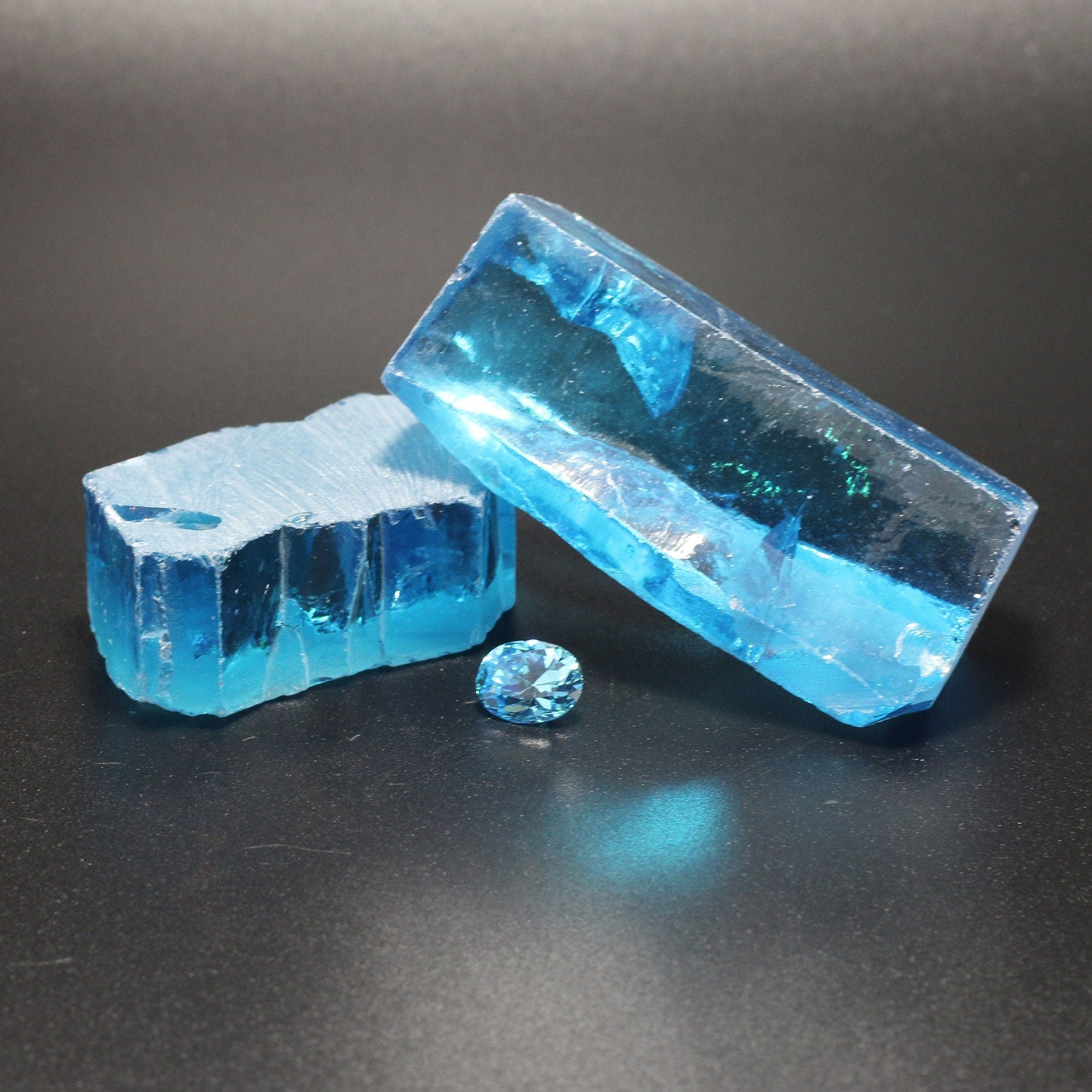Aqua Blue Cubic Zirconia Faceting Rough for Gem Cutting - Various Sizes : #BEGIN