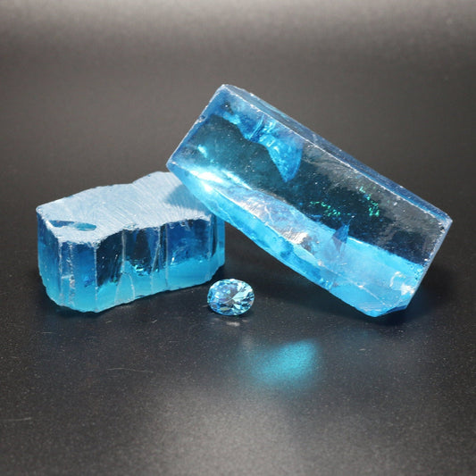 Aqua Blue Cubic Zirconia Faceting Rough for Gem Cutting - Various Sizes : #BEGIN
