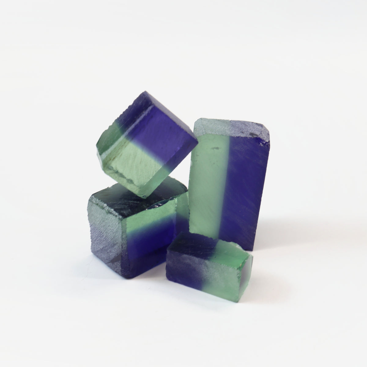 Nanosital Simulated Bi-Color Lab Created Faceting Rough for Gem Cutting - Light Green-Tanzanite - Various Sizes : #BEGIN