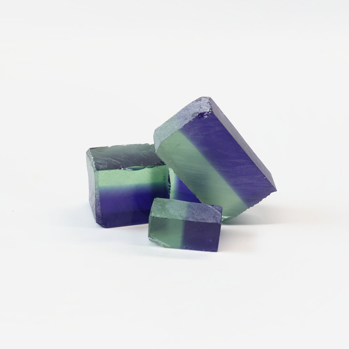 Nanosital Simulated Bi-Color Lab Created Faceting Rough for Gem Cutting - Light Green-Tanzanite - Various Sizes : #BEGIN