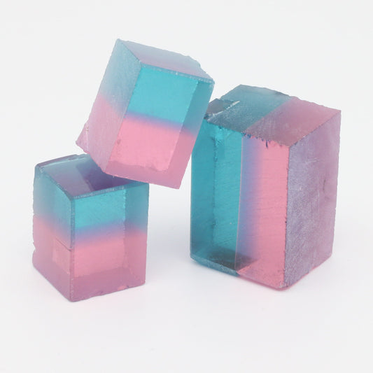 Nanosital Simulated Bi-Color Lab Created Faceting Rough for Gem Cutting - Pink-Blue - Various Sizes : #BEGIN