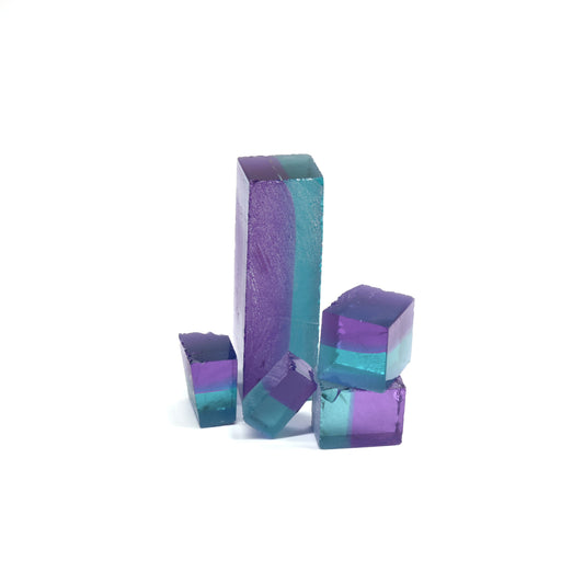 Nanosital Simulated Bi-Color Lab Created Faceting Rough for Gem Cutting - Purple-Blue - Various Sizes : #BEGIN