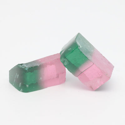 Nanosital Simulated Watermelon Lab Created Faceting Rough for Gem Cutting - Bi-Color Pink-Green - Various Sizes : #BEGIN