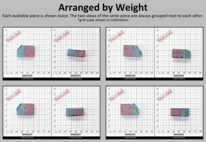 Nanosital Simulated (Included) Bi-Color Lab Created Faceting Rough for Gem Cutting - Pink-Blue - Various Sizes #BEGIN