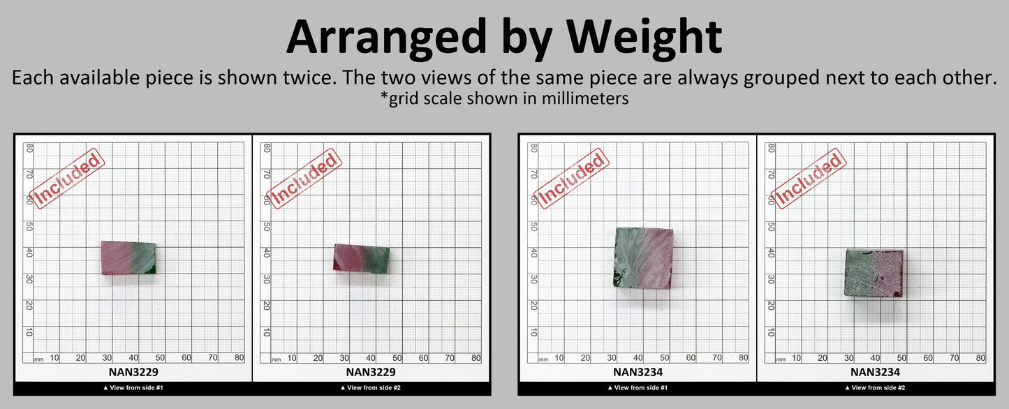 Nanosital Simulated (Included) Watermelon Tourmaline Lab Created Faceting Rough for Gem Cutting - Green-Pink - Various Sizes #BEGIN