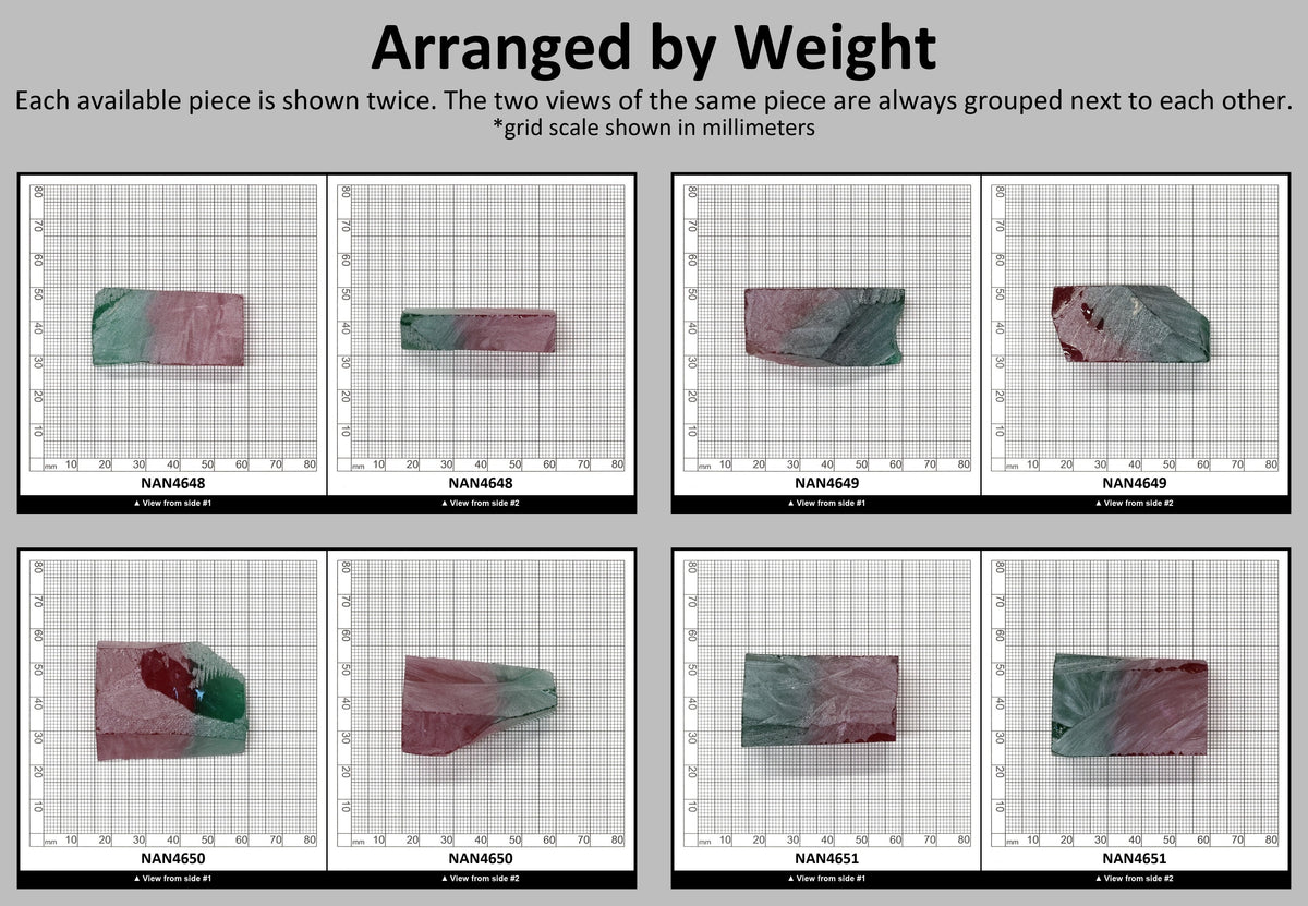Nanosital Simulated (Included) Watermelon Tourmaline Lab Created Faceting Rough for Gem Cutting - Green-Pink - Various Sizes : #BEGIN