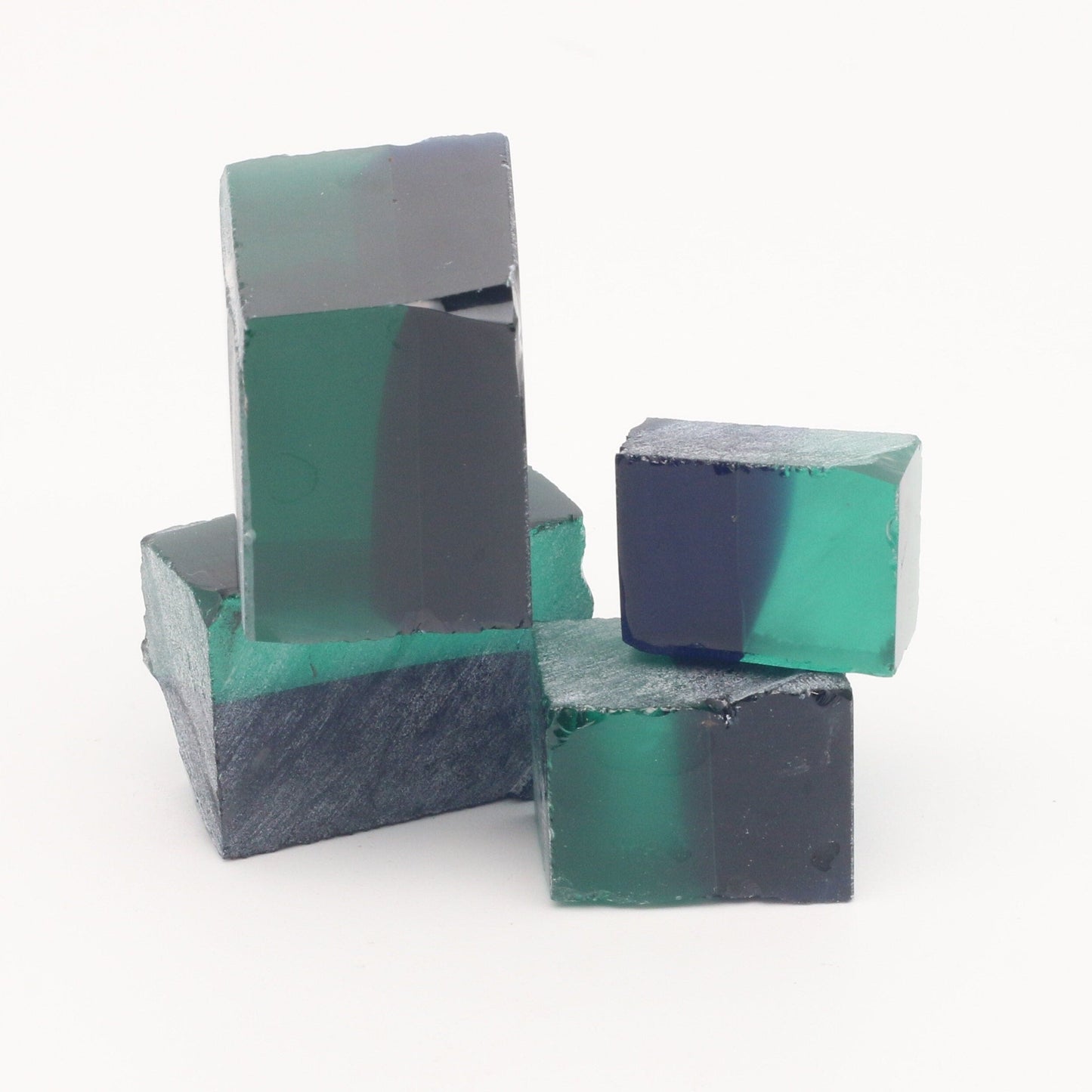 Nanosital Simulated Bi-Color Lab Created Faceting Rough for Gem Cutting - Dark Green-Very Dark Blue - Various Sizes #BEGIN