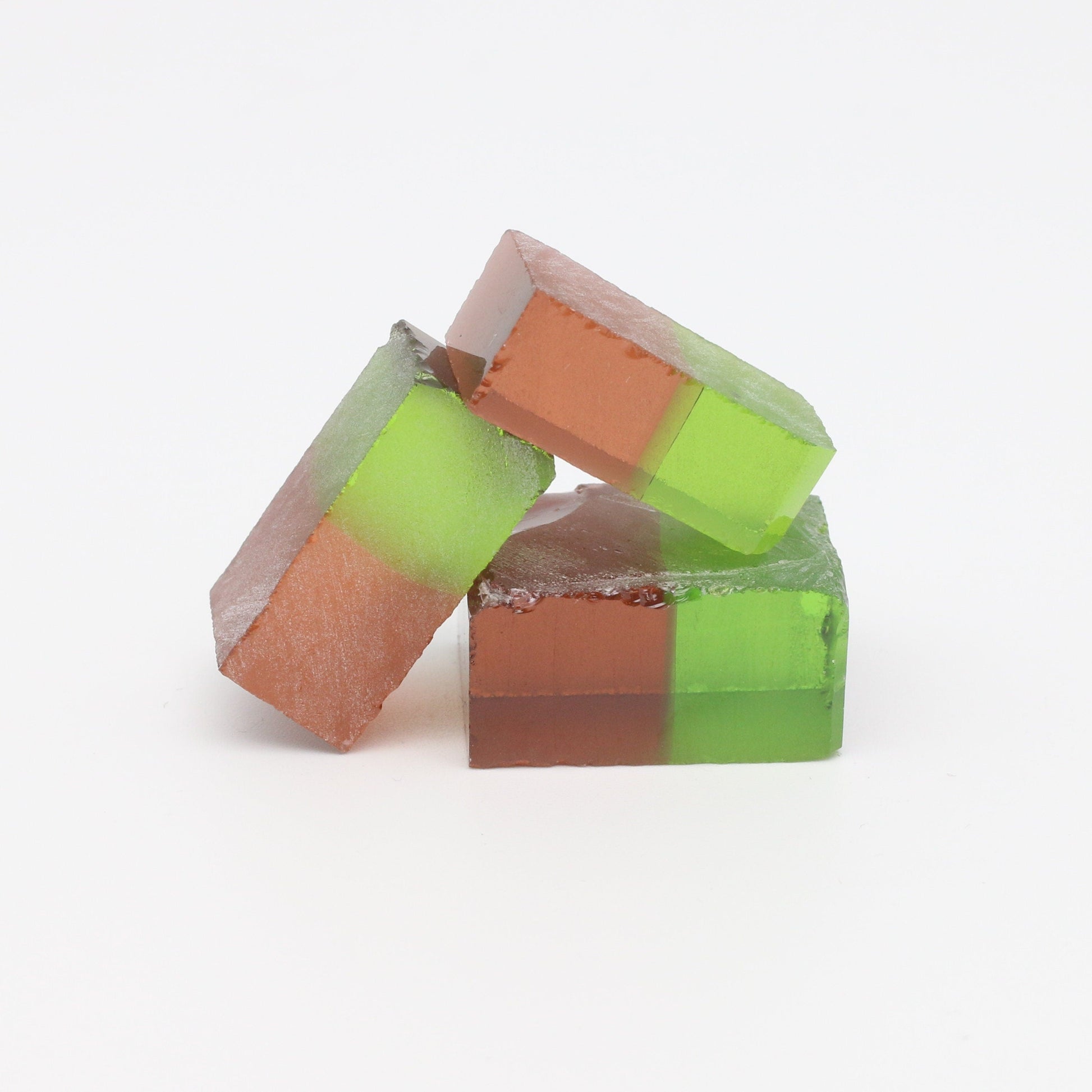 Nanosital Simulated Bi-Color Lab Created Faceting Rough for Gem Cutting - Green-Orange - Various Sizes #BEGIN