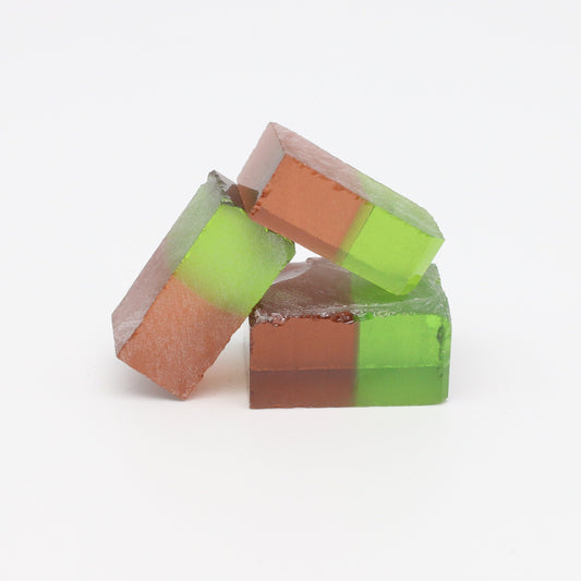 Nanosital Simulated Bi-Color Lab Created Faceting Rough for Gem Cutting - Green-Orange - Various Sizes #BEGIN