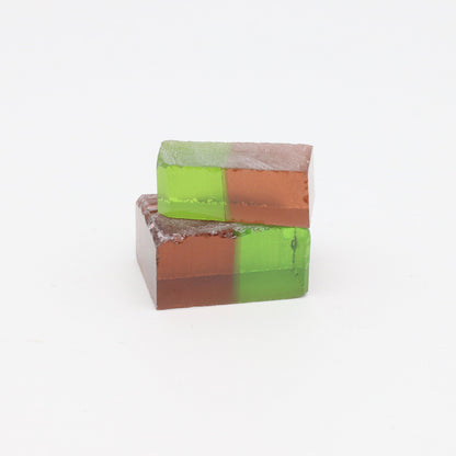 Nanosital Simulated Bi-Color Lab Created Faceting Rough for Gem Cutting - Green-Orange - Various Sizes #BEGIN