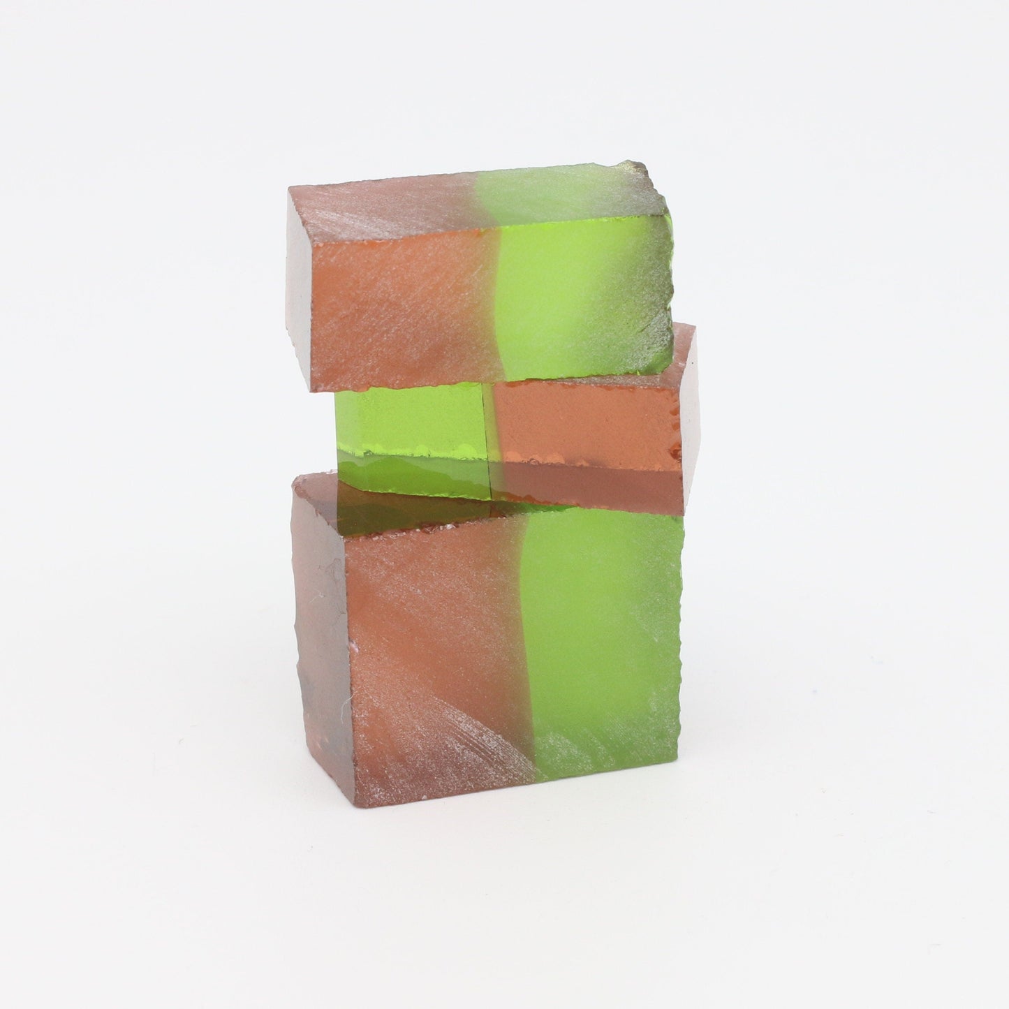 Nanosital Simulated Bi-Color Lab Created Faceting Rough for Gem Cutting - Green-Orange - Various Sizes #BEGIN