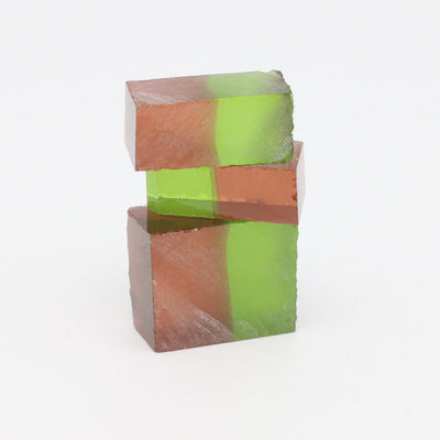 Nanosital Simulated Bi-Color Lab Created Faceting Rough for Gem Cutting - Green-Orange - Various Sizes #BEGIN