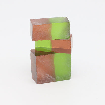 Nanosital Simulated Bi-Color Lab Created Faceting Rough for Gem Cutting - Green-Orange - Various Sizes #BEGIN