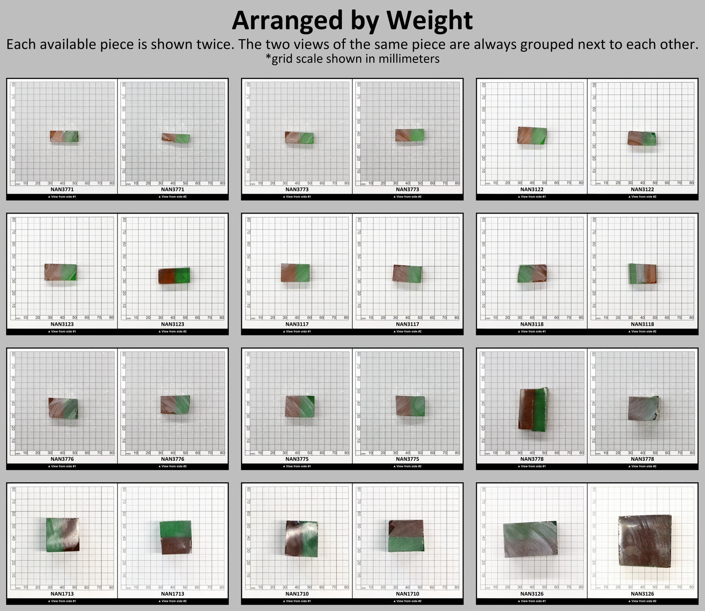 Nanosital Simulated Bi-Color Lab Created Faceting Rough for Gem Cutting - Green-Orange - Various Sizes #BEGIN