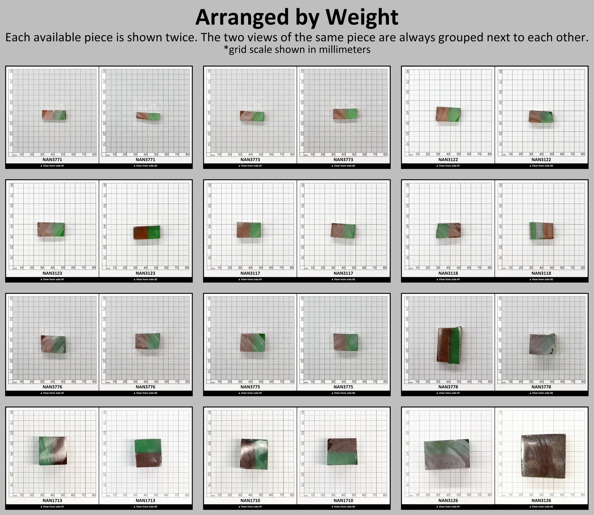 Nanosital Simulated Bi-Color Lab Created Faceting Rough for Gem Cutting - Green-Orange - Various Sizes #BEGIN