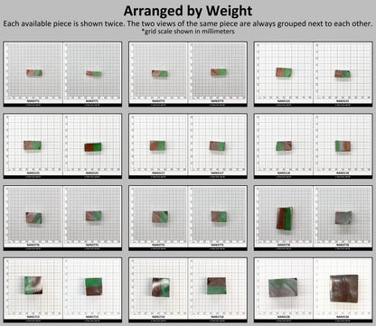 Nanosital Simulated Bi-Color Lab Created Faceting Rough for Gem Cutting - Green-Orange - Various Sizes #BEGIN