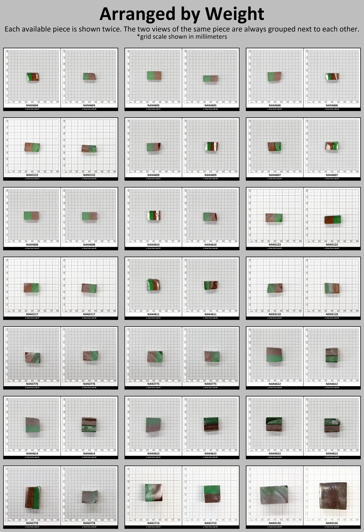 Nanosital Simulated Bi-Color Lab Created Faceting Rough for Gem Cutting - Green-Orange - Various Sizes : #BEGIN