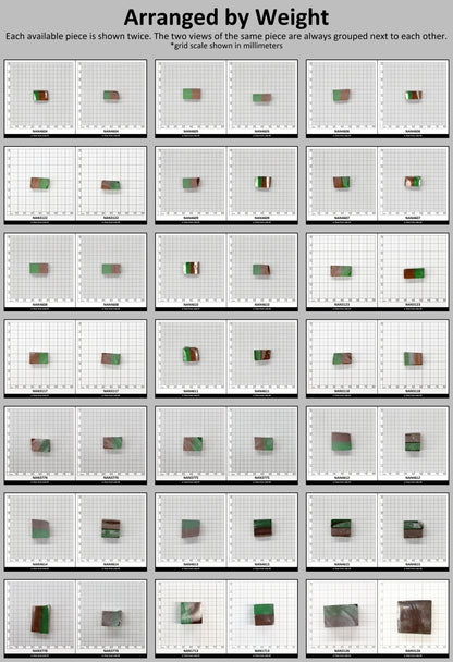 Nanosital Simulated Bi-Color Lab Created Faceting Rough for Gem Cutting - Green-Orange - Various Sizes : #BEGIN
