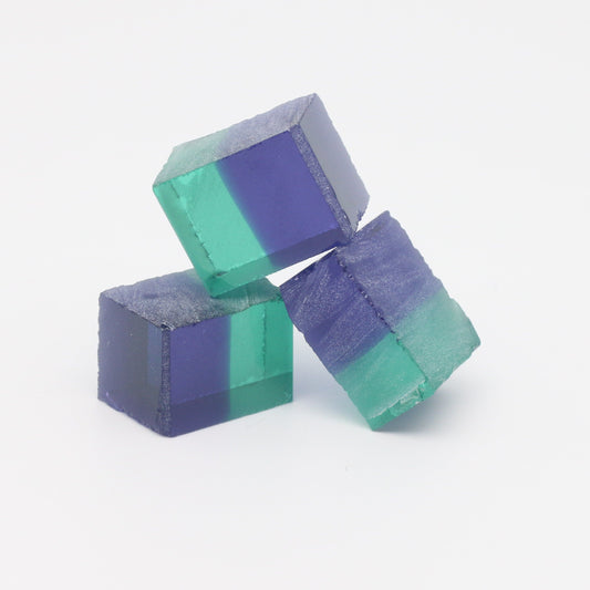 Nanosital Simulated Bi-Color Lab Created Faceting Rough for Gem Cutting - Green-Dark Blue - Various Sizes #BEGIN