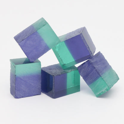 Nanosital Simulated Bi-Color Lab Created Faceting Rough for Gem Cutting - Green-Dark Blue - Various Sizes #BEGIN