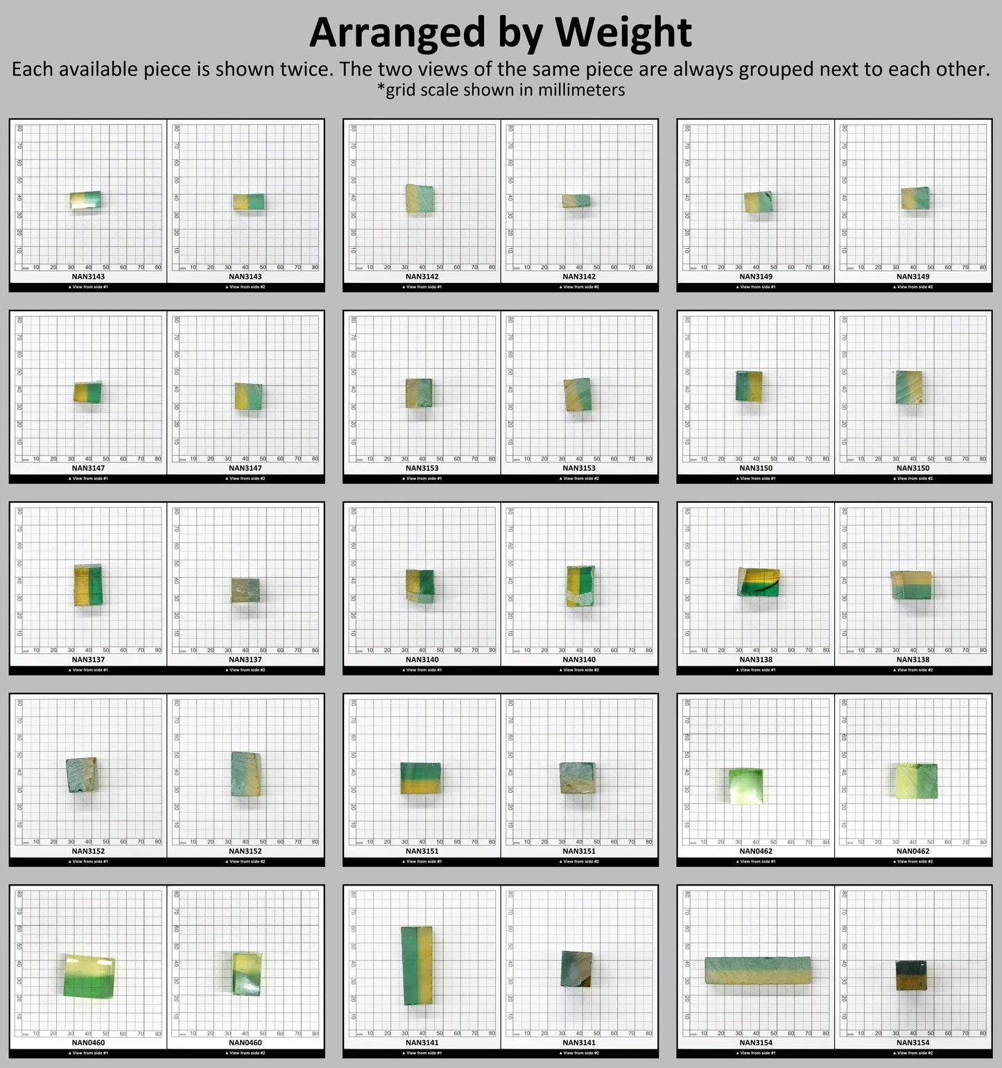 Nanosital Simulated Bi-Color Lab Created Faceting Rough for Gem Cutting - Green-Yellow - Various Sizes #BEGIN