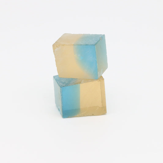 Nanosital Simulated Bi-Color Lab Created Faceting Rough for Gem Cutting - Yellow-Blue - Various Sizes #BEGIN