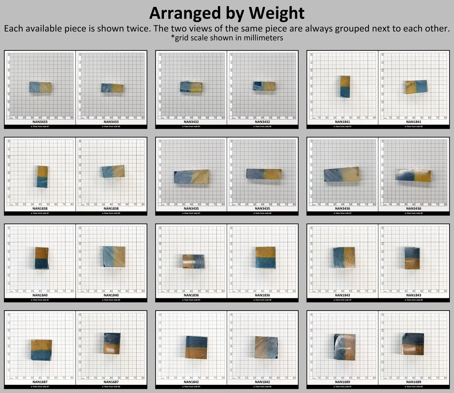 Nanosital Simulated Bi-Color Lab Created Faceting Rough for Gem Cutting - Yellow-Blue - Various Sizes #BEGIN