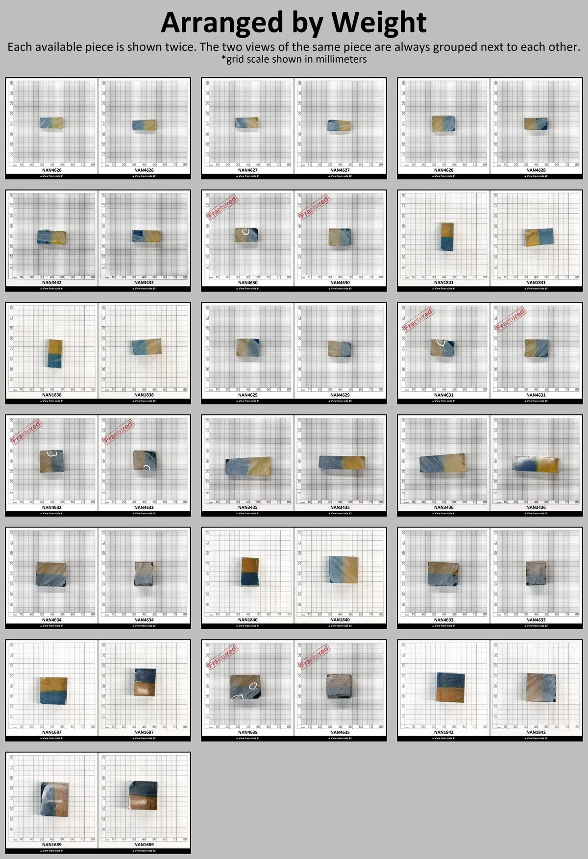 Nanosital Simulated Bi-Color Lab Created Faceting Rough for Gem Cutting - Yellow-Blue - Various Sizes : #BEGIN